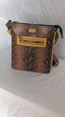 Tote & Carry Tote Brown Orange Snakeskin Crossbody Bag. Brand New - Image 1 of 4