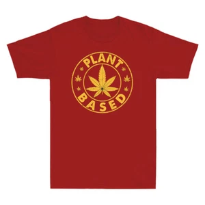Weed Plant Based Funny Weed Lover Vintage Men's Short Sleeve T-Shirt Gift Tee - Picture 1 of 6