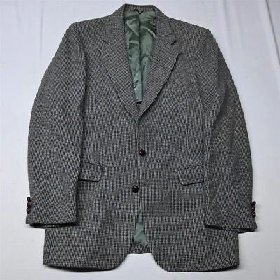 Abrigo Deportivo Blazer De Colección 42L Gris Tejido Manta Tweed 100% Lana Para Hombre Foto 1 de 4