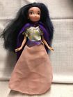Doll- Black and Blue Hair - Mauve SKirt and Purple Cape 