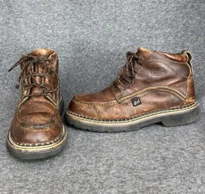 Justin Chukka Boots 989 Men’s 9.5 M Moc Toe Brown Leather Lace Up Ankle Work - Picture 1 of 19