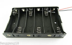1 Stck. Kunststoff 6x AA 2A Zellen Batteriehalter Box Etui 9 V mit 6 Zoll Bleidraht schwarz - Bild 1 von 4