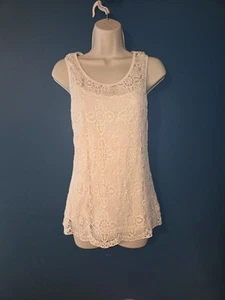 Coquette White Women's Sleeveless Crochet Top, Lining, Boho, Cottagecore,  Small - Picture 1 of 12