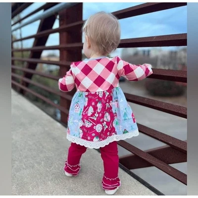 Conjunto de Leggings Túnica Navidad Bebé Matilda Jane Talla 6-12M Rojo Vacaciones Santa Foto Foto 1 de 4
