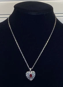 Brighton Adela Mini Heart Red & Clear Crystal Silver Plated Pendant Necklace - Picture 1 of 8
