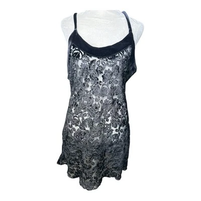Vintage Victoria's Secret Gold Label Floral Velvet Burnout Slip Dress Nightie - Image 1 of 4