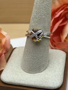 David Yurman zierlicher Wickelring Sterlingsilber Citrin & Diamant Zopfmuster Größe 9 - Bild 1 von 19