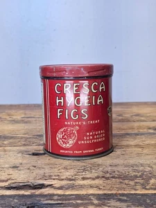 Vintage 1940s Cresca Hygeia Figs Lithographed Tin Can, Smyrna Turkey 1 lb - Picture 1 of 8