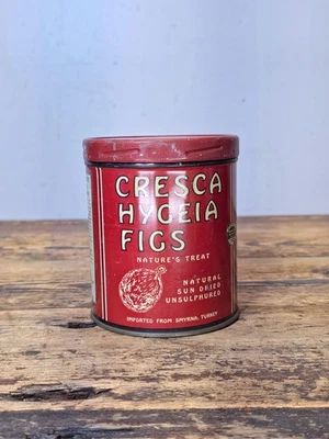 Vintage 1940s Cresca Hygeia Figs Lithographed Tin Can, Smyrna Turkey 1 lb - Image 1 of 4