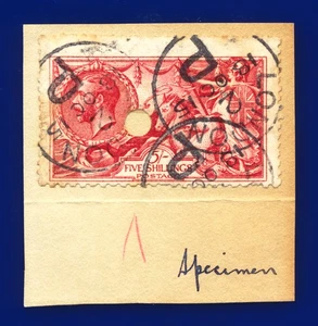 1915 SG409 5s Carmine De La Rue N67(2) London 18 OC 15 Good Used Cat £475 djas - Picture 1 of 3