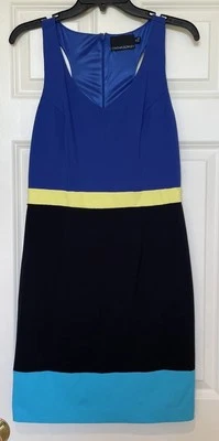 Vestido Cynthia Rowley Sin Mangas Bloque de Color Talla M Corredor Espalda Cuello Redondo Elástico Foto 1 de 4