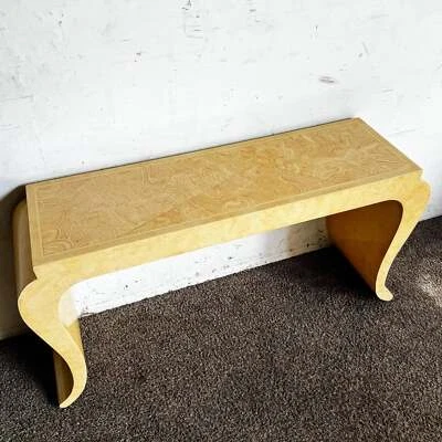 Mesa consola vintage Regency imitación piel de cabra y grafito sintético lacado Foto 1 de 4
