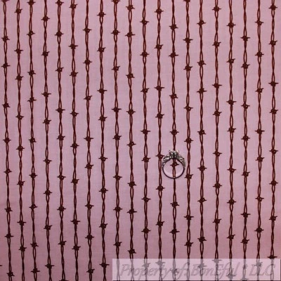 BonEful Fabric FQ Cotton Quilt Pink Brown Barbed Wire Farm Chicken Horse Girl US - Image 1 of 4