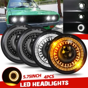 4PC DOT 5.75" 5-3/4" Round LED Headlights w/DRL For Datsun 620 Pickup 1972-1974 - Picture 1 of 11