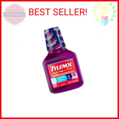 Tylenol resfriado + gripe + tosse remédio líquido noturno com paracetamol para aliviar a dor - Imagem 1 de 2