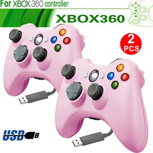 Wired Controller USB For PC Compatible Xbox 360 / Windows 7 8 10 11 Gamepad 2pcs - Picture 1 of 9