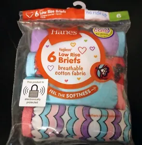 Paquete de 6 calzoncillos Hanes para niñas talla 6 sin etiquetas algodón transpirables preencogidos - Imagen 1 de 5