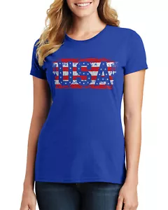 Stars & Stripes Women's T-Shirt 4th of July America - Picture 1 of 4