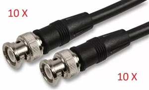 Pack of 10 x 2m BNC-BNC 75Ohm RG59/U CCTV Camera DVR TV Coaxial Video Cables NEW - Picture 1 of 5