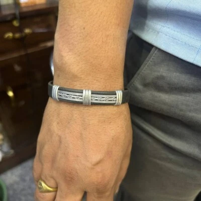 Pulsera magnética envuelta en cuero de cobre macizo Energy Pain joyería cuerda de latón Foto 1 de 3