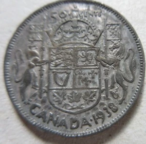 1938 Canada SILVER Half Dollar Fifty Cents Coin 50 Cents 50c (H627) - Picture 1 of 2