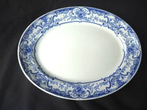 vintage Dunn Bennett & co Burslem blue & white oval platter antique - Picture 1 of 4