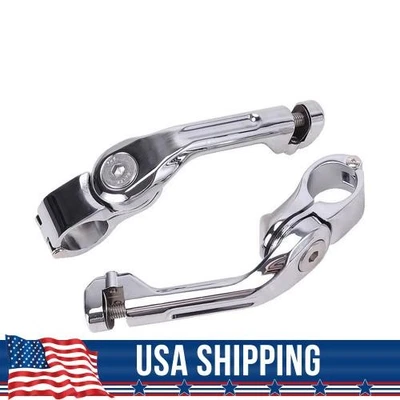 Chrome Long Highway Foot Pegs Clamp For Harley Suzuki Street Glide 1-1/4" Bar US Foto 1 de 4