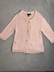Lauren Ralph Lauren Sweater Women’s Large Pink Heavy Knit Big Button Cardigan - Picture 1 of 12