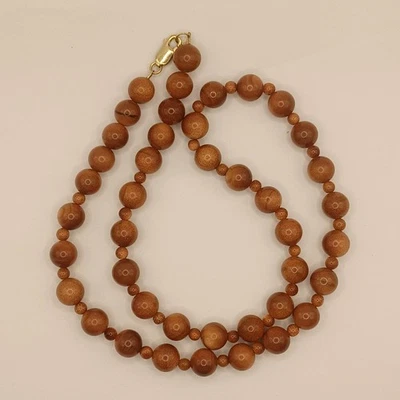 Collar 22" Brillante Cobre Marrón Piedra Dorada 10mm Cuentas Vidrio Foto 1 de 4