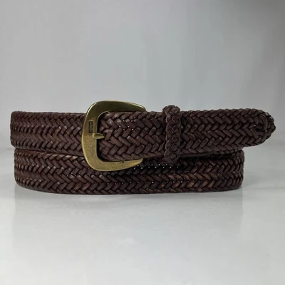 Polo Ralph Lauren RL67 Laced Brown Leather Dress Belt - Men's Size 42/105 - Image 1 of 4