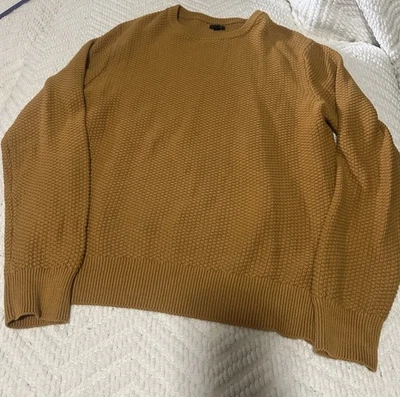 Suéter J Crew Para Hombres Cuello Redondo Algodón Punto a Cuadros L Oro Amarillo Pullover Foto 1 de 4