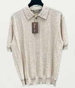 Loro Piana linen silk soft beige melange J2BJ tori polo shirt S - Picture 1 of 8