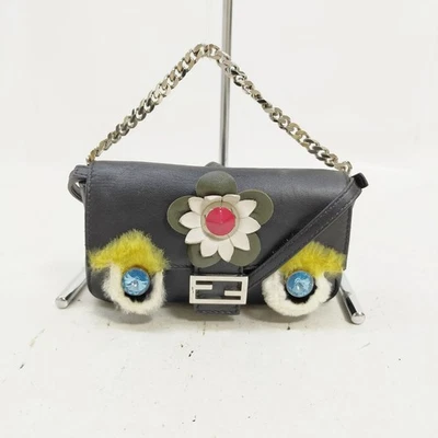 NO TARIFF Fendi Crossbody bag Micro. Baguette.Bagbugs. Black Leather 2877844 - Image 1 of 4