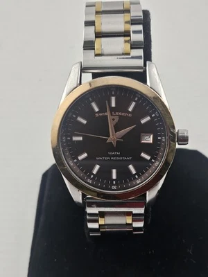 Swiss Legend Mens Quartz Watch Rose Gold Heavy Date Window New Battery Runs  - image 1 of 4