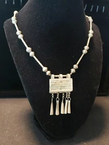 Vintage Ethiopia Prayer Box Necklace 56g Jewelry 22" Silver Tone Estate Untested - Picture 1 of 8