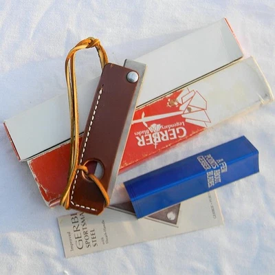 Gerber, EE. UU. Sportsman's Steel 5" afilado con mango de cuero; raro nuevo en caja con papeles Foto 1 de 4