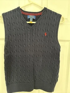 Polo Ralph Lauren Unisex Youth Large 14-16 Cable Knit VNeck Sweater Vest Top EUC - Picture 1 of 3