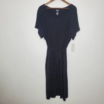 Vestido midi Croft & Barrow para mujer negro mineral con cinturón talla 2X bolsillos grapa nuevo con etiquetas Foto 1 de 4