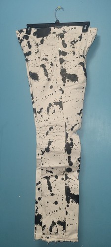 ALEXANDER MCQUEEN JEAN SKINNY A VITA BASSA P001 Splatter bianco rivestito 36