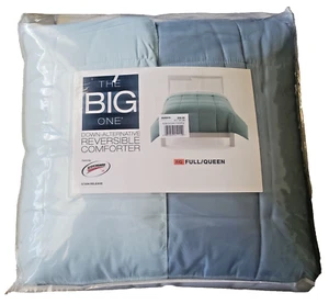 BIG ONE Full Queen Aqua Sage Down Alternative Reversible Comforter Green Blue - Picture 1 of 8