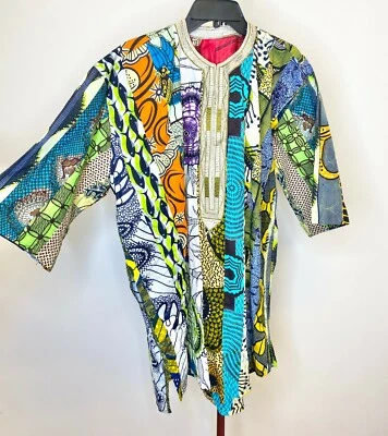 Camisa túnica top con estampado animal único étnico pantera negra africana con bolsillos XL Foto 1 de 4