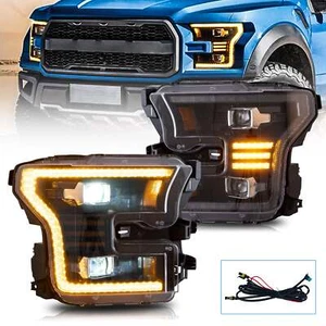 Pair Full LED Projector Headlights For 2015 2016 2017 Ford F150 (Halogen Models) - Foto 1 di 11