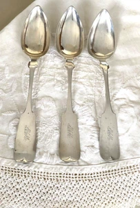 3 LARGE MATCHING AMERICAN SILVER SERVING SPOONS/HOTCHKISS & SCHREUDER/F.A.FULLER - Picture 1 of 9