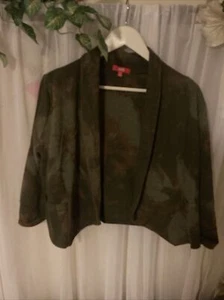 Ladies Bleach Dyed Crop Jacket …SES … Sz 14 ..Khaki 3/4 Sleeves - Picture 1 of 6