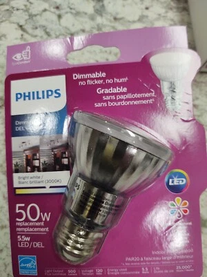 12 Pk Philips 471185 5.5PAR20/LED/930/F40/DIM/G/120V/E26 4/1BC Flood Light Bulbs - Image 1 of 4