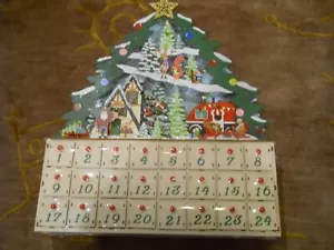 new world market Laser Cut Wood Christmas advent calendar LED Light Up - Picture 1 of 7