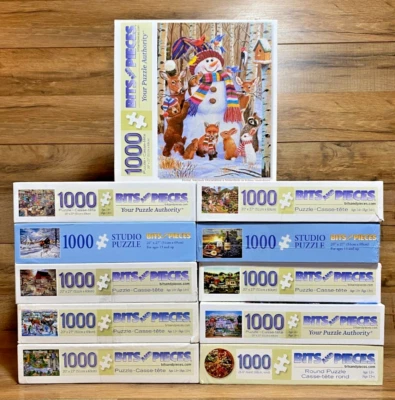 LOT / 11 - BITS & PIECES PUZZLES - 1000 PC - WINTER - OLD MILL - COVERED BRIDGES - Image 1 of 4