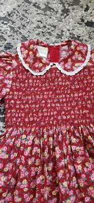 Vestido Jersey LAURA ASHLEY Madre e Niño 7 Años Niñas Rojo Pana Rosa Floral Foto 1 de 4