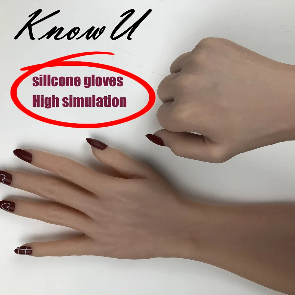 Guantes de silicona realistas para mujer para hombre femenino travesti de mano cosplay Foto 1 de 4