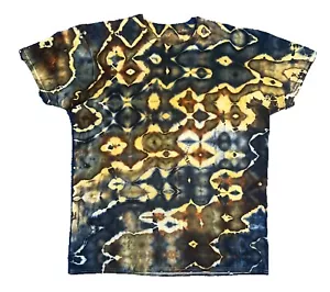 Glitch Ice Tie Dye T-Shirt, Unisex XL SS, Navy Brown Gold - Picture 1 of 7